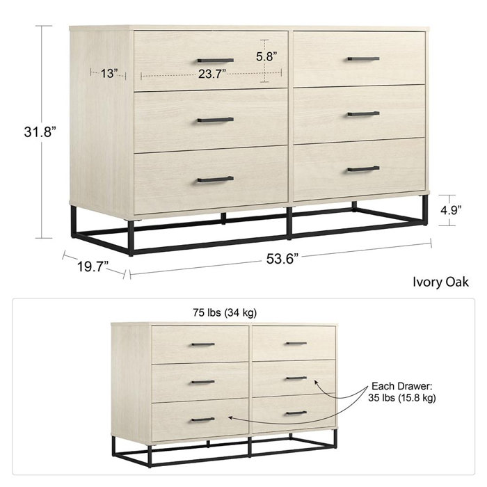 Novogratz Kelly 6 Drawer Dresser & Reviews Wayfair